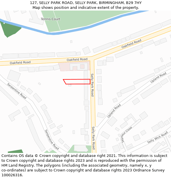 127, SELLY PARK ROAD, SELLY PARK, BIRMINGHAM, B29 7HY: Location map and indicative extent of plot