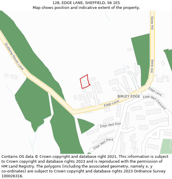 128, EDGE LANE, SHEFFIELD, S6 1ES: Location map and indicative extent of plot