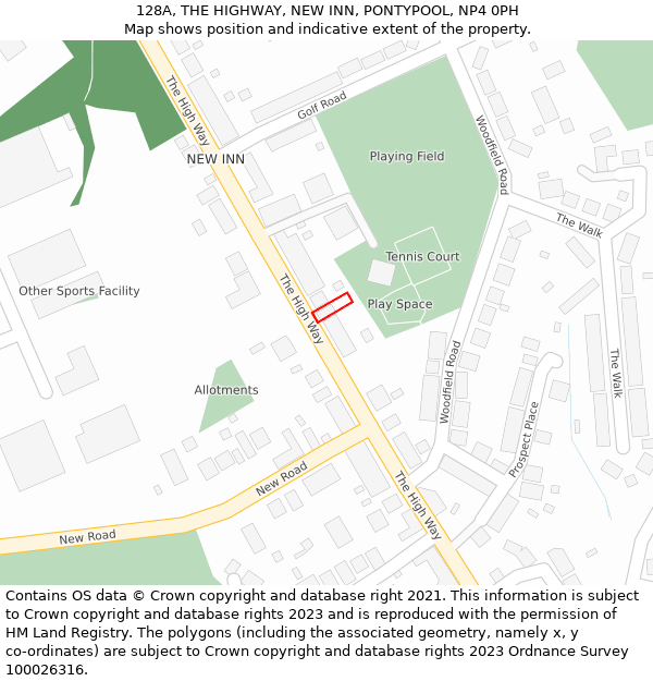 128A, THE HIGHWAY, NEW INN, PONTYPOOL, NP4 0PH: Location map and indicative extent of plot