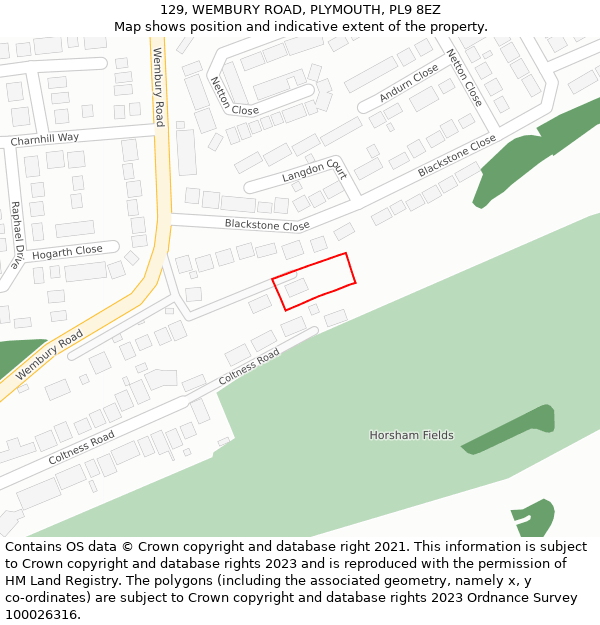 129, WEMBURY ROAD, PLYMOUTH, PL9 8EZ: Location map and indicative extent of plot