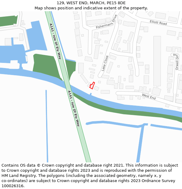 129, WEST END, MARCH, PE15 8DE: Location map and indicative extent of plot