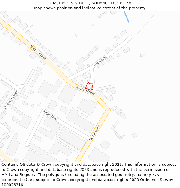 129A, BROOK STREET, SOHAM, ELY, CB7 5AE: Location map and indicative extent of plot