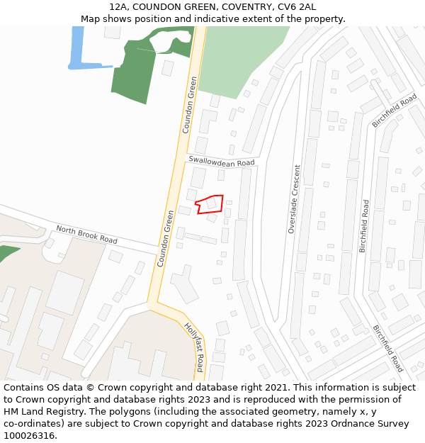 12A, COUNDON GREEN, COVENTRY, CV6 2AL: Location map and indicative extent of plot