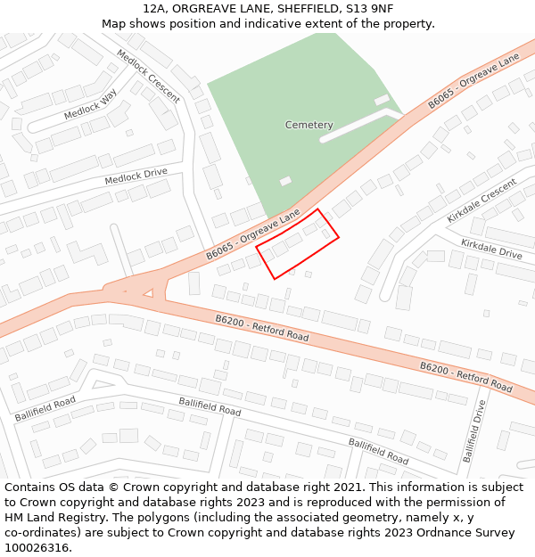 12A, ORGREAVE LANE, SHEFFIELD, S13 9NF: Location map and indicative extent of plot