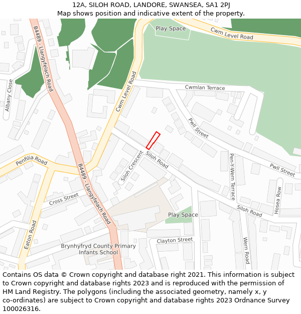 12A, SILOH ROAD, LANDORE, SWANSEA, SA1 2PJ: Location map and indicative extent of plot