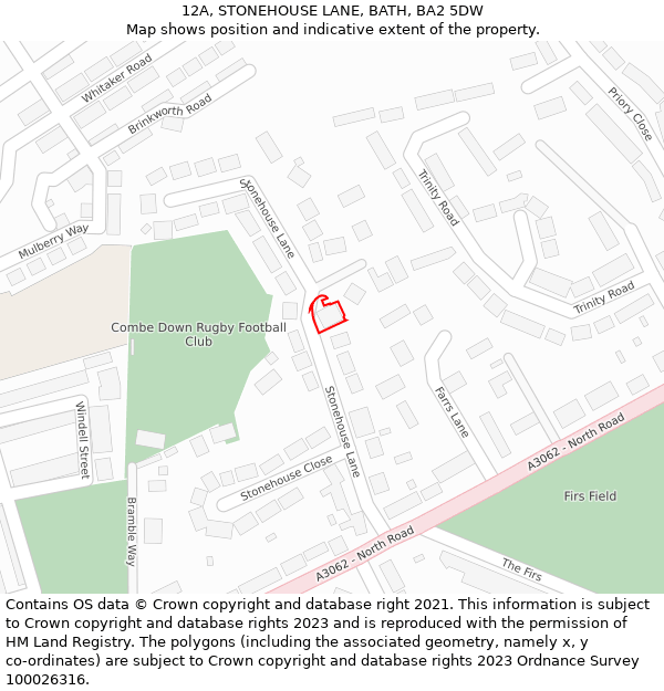 12A, STONEHOUSE LANE, BATH, BA2 5DW: Location map and indicative extent of plot