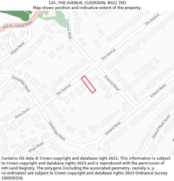 12A, THE AVENUE, CLEVEDON, BS21 7ED: Location map and indicative extent of plot