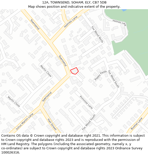 12A, TOWNSEND, SOHAM, ELY, CB7 5DB: Location map and indicative extent of plot