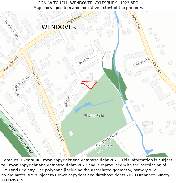 12A, WITCHELL, WENDOVER, AYLESBURY, HP22 6EG: Location map and indicative extent of plot