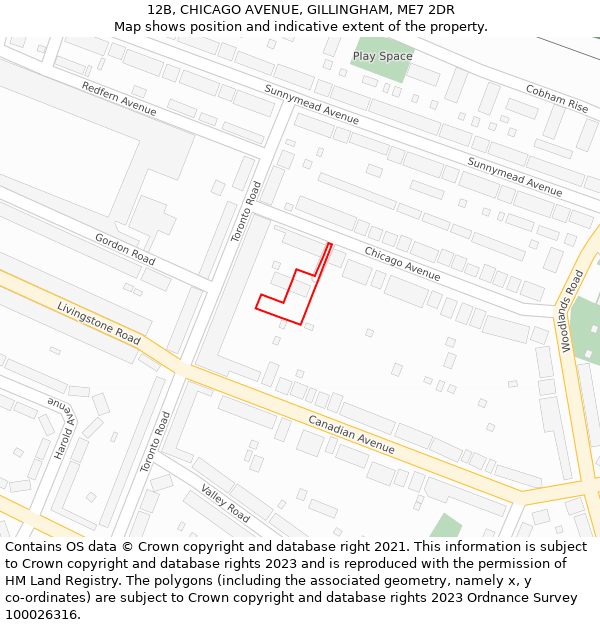 12B, CHICAGO AVENUE, GILLINGHAM, ME7 2DR: Location map and indicative extent of plot