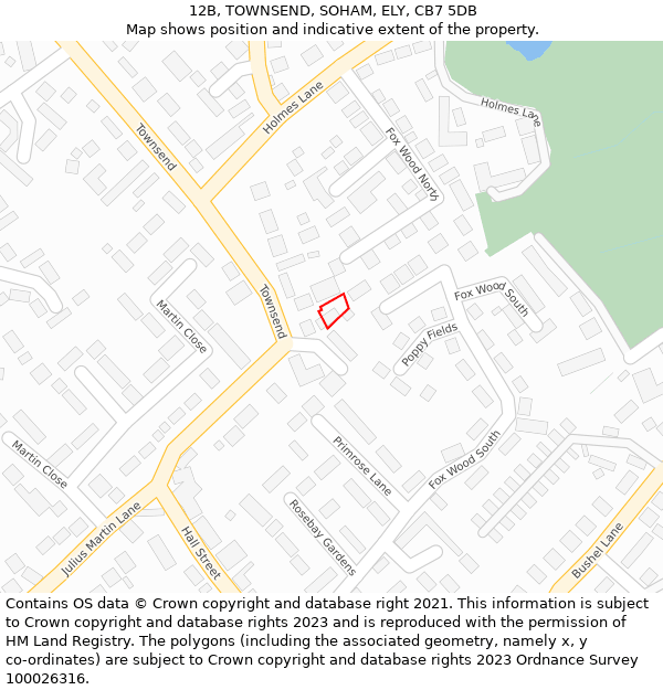 12B, TOWNSEND, SOHAM, ELY, CB7 5DB: Location map and indicative extent of plot