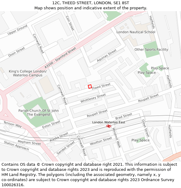 12C, THEED STREET, LONDON, SE1 8ST: Location map and indicative extent of plot