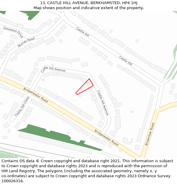 13, CASTLE HILL AVENUE, BERKHAMSTED, HP4 1HJ: Location map and indicative extent of plot