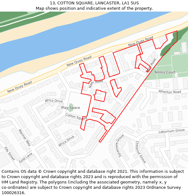 13, COTTON SQUARE, LANCASTER, LA1 5US: Location map and indicative extent of plot