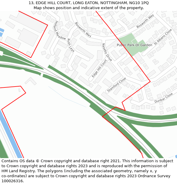 13, EDGE HILL COURT, LONG EATON, NOTTINGHAM, NG10 1PQ: Location map and indicative extent of plot