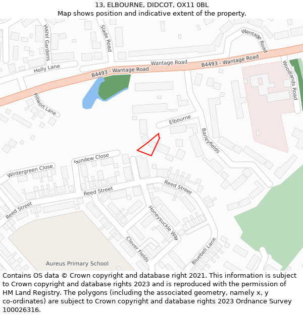 13, ELBOURNE, DIDCOT, OX11 0BL: Location map and indicative extent of plot