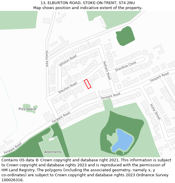 13, ELBURTON ROAD, STOKE-ON-TRENT, ST4 2NU: Location map and indicative extent of plot
