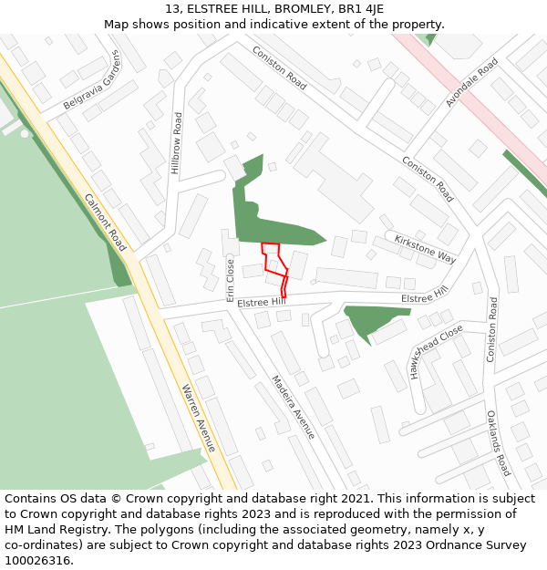 13, ELSTREE HILL, BROMLEY, BR1 4JE: Location map and indicative extent of plot