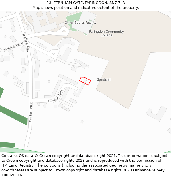 13, FERNHAM GATE, FARINGDON, SN7 7LR: Location map and indicative extent of plot