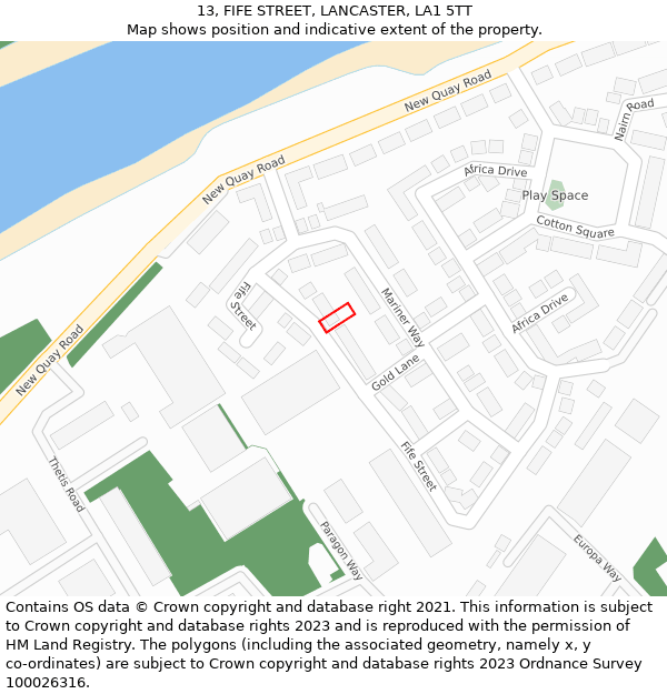 13, FIFE STREET, LANCASTER, LA1 5TT: Location map and indicative extent of plot