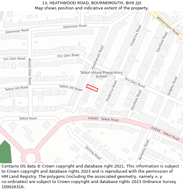 13, HEATHWOOD ROAD, BOURNEMOUTH, BH9 2JX: Location map and indicative extent of plot