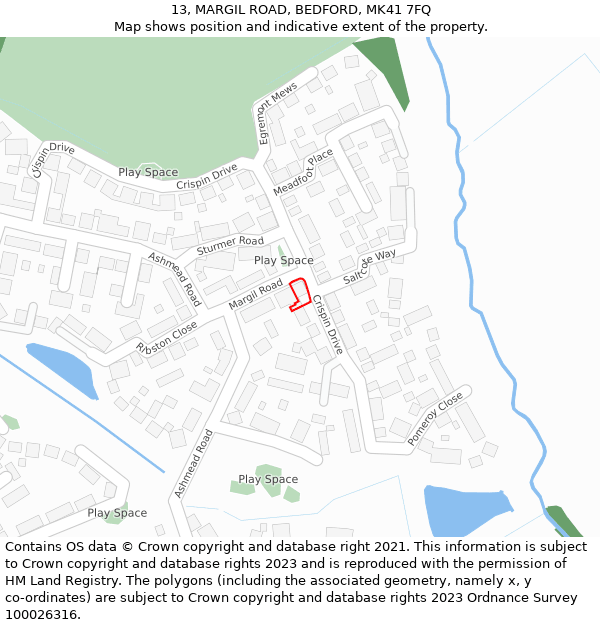 13, MARGIL ROAD, BEDFORD, MK41 7FQ: Location map and indicative extent of plot