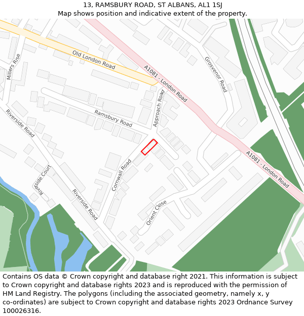 13, RAMSBURY ROAD, ST ALBANS, AL1 1SJ: Location map and indicative extent of plot