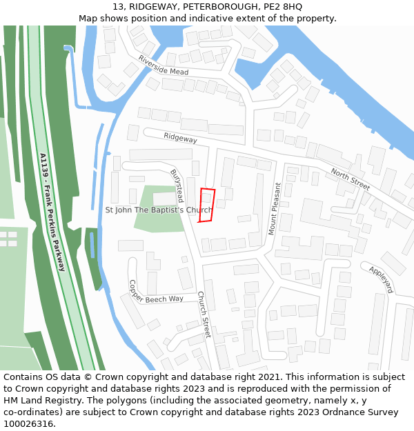 13, RIDGEWAY, PETERBOROUGH, PE2 8HQ: Location map and indicative extent of plot