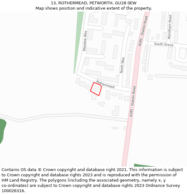 13, ROTHERMEAD, PETWORTH, GU28 0EW: Location map and indicative extent of plot