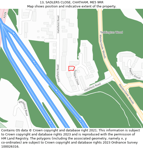 13, SADLERS CLOSE, CHATHAM, ME5 9RR: Location map and indicative extent of plot