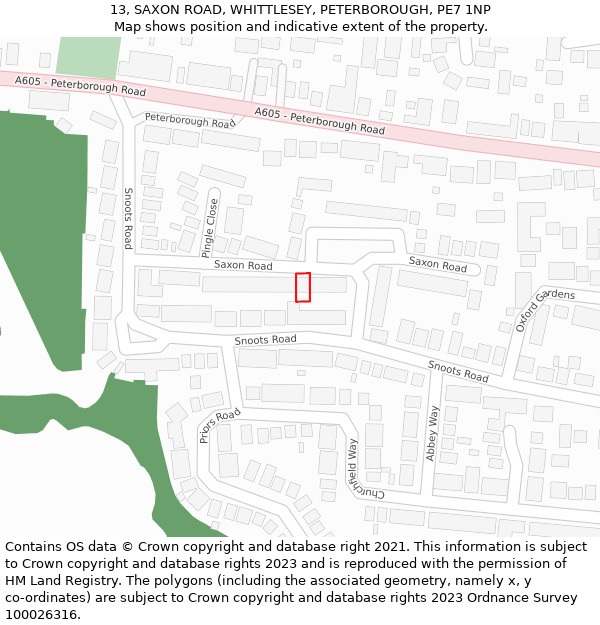 13, SAXON ROAD, WHITTLESEY, PETERBOROUGH, PE7 1NP: Location map and indicative extent of plot