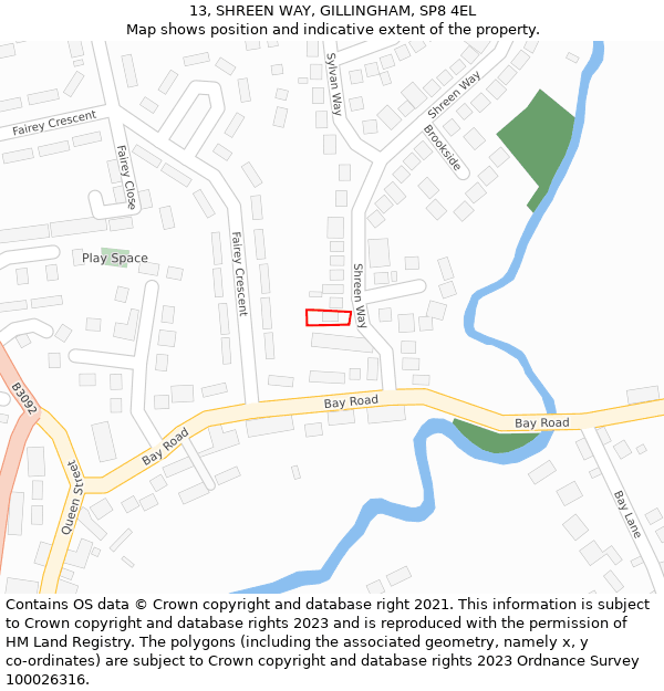 13, SHREEN WAY, GILLINGHAM, SP8 4EL: Location map and indicative extent of plot