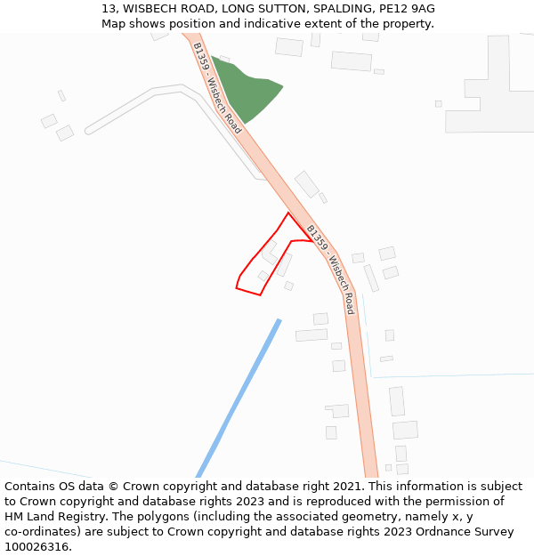 13, WISBECH ROAD, LONG SUTTON, SPALDING, PE12 9AG: Location map and indicative extent of plot