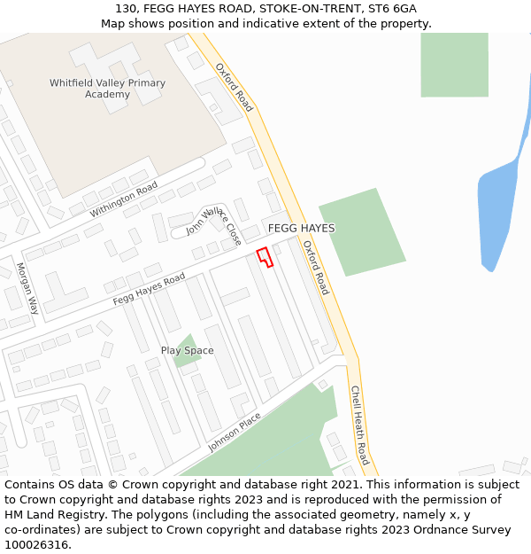 130, FEGG HAYES ROAD, STOKE-ON-TRENT, ST6 6GA: Location map and indicative extent of plot