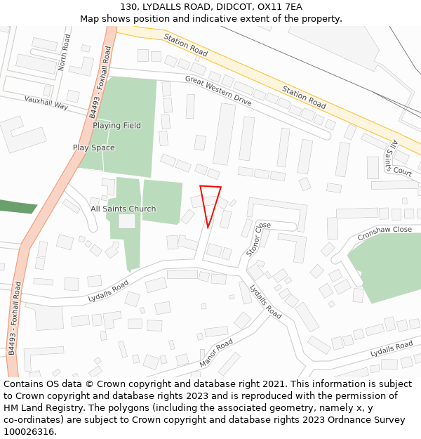 130, LYDALLS ROAD, DIDCOT, OX11 7EA: Location map and indicative extent of plot