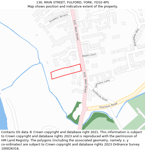 130, MAIN STREET, FULFORD, YORK, YO10 4PS: Location map and indicative extent of plot