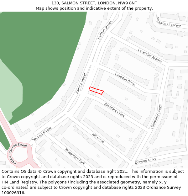 130, SALMON STREET, LONDON, NW9 8NT: Location map and indicative extent of plot