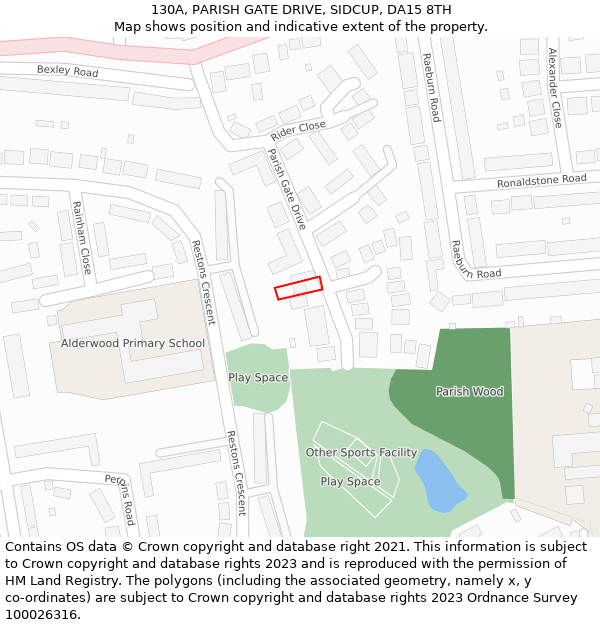 130A, PARISH GATE DRIVE, SIDCUP, DA15 8TH: Location map and indicative extent of plot