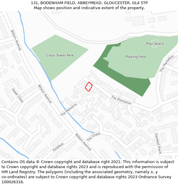 131, BODENHAM FIELD, ABBEYMEAD, GLOUCESTER, GL4 5TP: Location map and indicative extent of plot