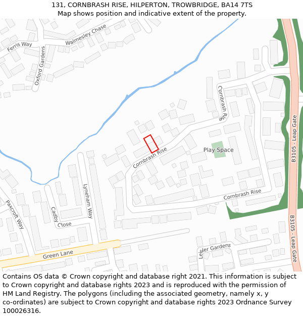 131, CORNBRASH RISE, HILPERTON, TROWBRIDGE, BA14 7TS: Location map and indicative extent of plot