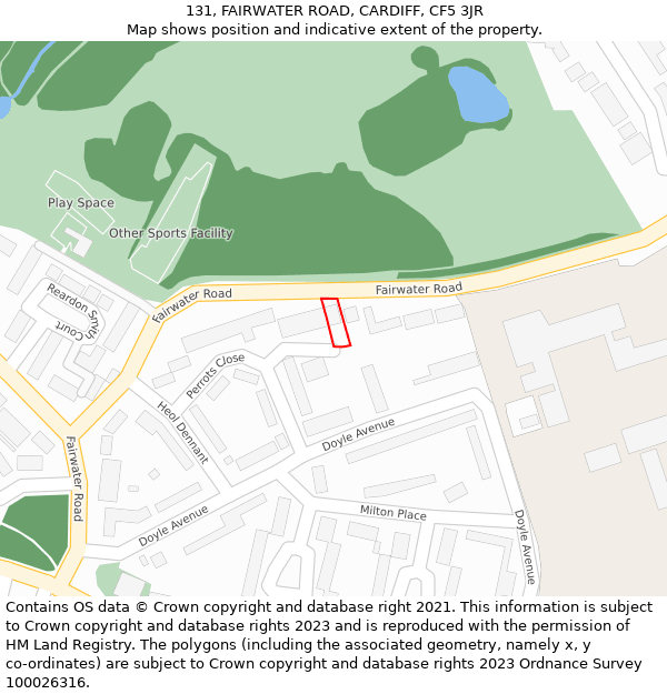 131, FAIRWATER ROAD, CARDIFF, CF5 3JR: Location map and indicative extent of plot