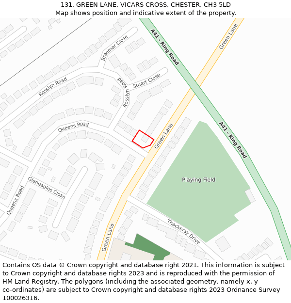 131, GREEN LANE, VICARS CROSS, CHESTER, CH3 5LD: Location map and indicative extent of plot