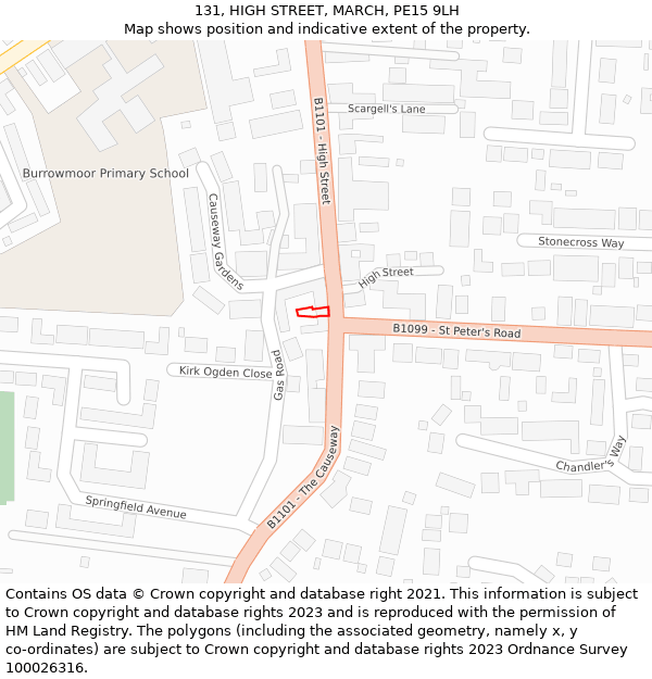 131, HIGH STREET, MARCH, PE15 9LH: Location map and indicative extent of plot