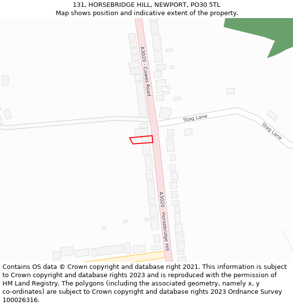 131, HORSEBRIDGE HILL, NEWPORT, PO30 5TL: Location map and indicative extent of plot