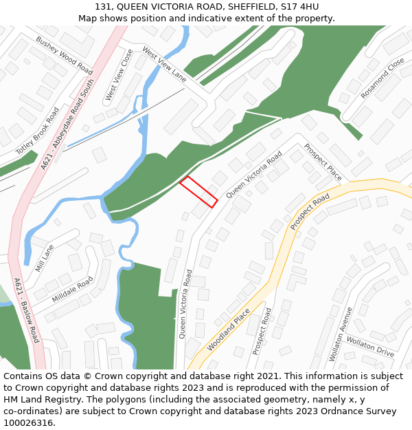 131, QUEEN VICTORIA ROAD, SHEFFIELD, S17 4HU: Location map and indicative extent of plot