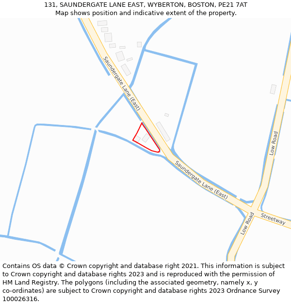 131, SAUNDERGATE LANE EAST, WYBERTON, BOSTON, PE21 7AT: Location map and indicative extent of plot