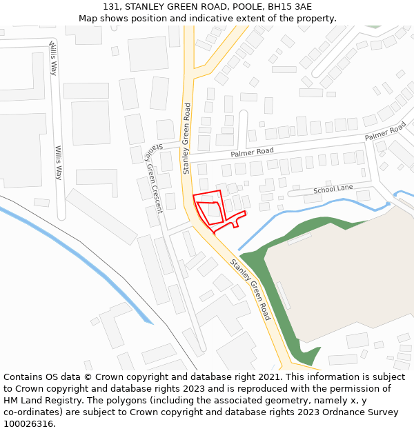 131, STANLEY GREEN ROAD, POOLE, BH15 3AE: Location map and indicative extent of plot