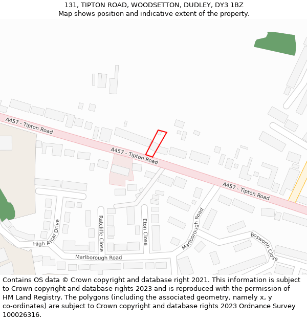 131, TIPTON ROAD, WOODSETTON, DUDLEY, DY3 1BZ: Location map and indicative extent of plot
