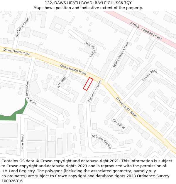 132, DAWS HEATH ROAD, RAYLEIGH, SS6 7QY: Location map and indicative extent of plot