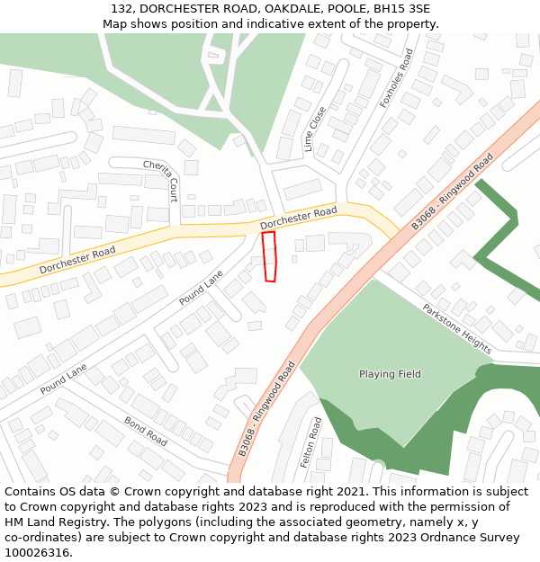 132, DORCHESTER ROAD, OAKDALE, POOLE, BH15 3SE: Location map and indicative extent of plot